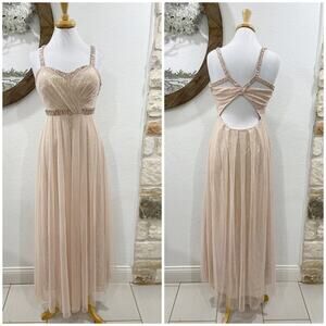 Hailey Logan by Adrianna Papell Sequin Beaded Prom Formal Dress Blush Pink 9 10